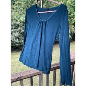 Banana Republic Teal Knit Shirt Top Ruched Long Sleeve Grunge Goth Y2K Women’s S